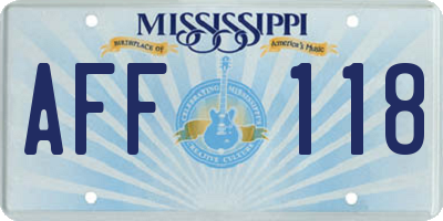 MS license plate AFF118