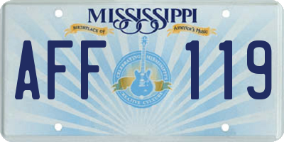 MS license plate AFF119