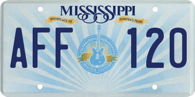 MS license plate AFF120