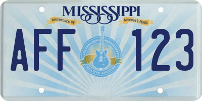 MS license plate AFF123