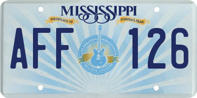 MS license plate AFF126