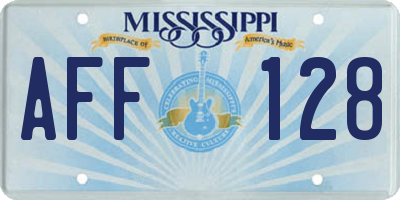 MS license plate AFF128