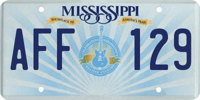 MS license plate AFF129