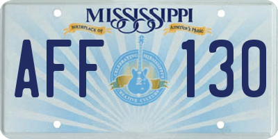 MS license plate AFF130