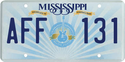 MS license plate AFF131