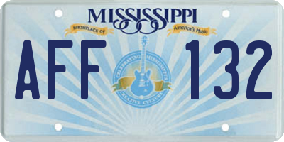 MS license plate AFF132