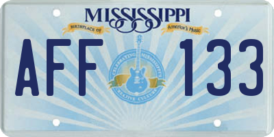 MS license plate AFF133