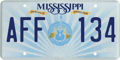 MS license plate AFF134