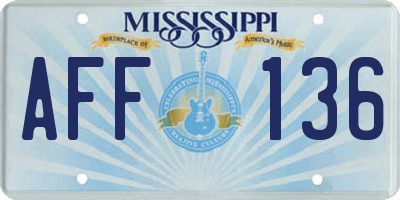 MS license plate AFF136