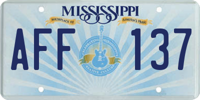 MS license plate AFF137