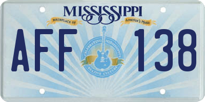 MS license plate AFF138