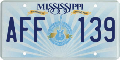 MS license plate AFF139