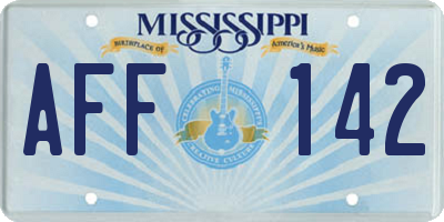 MS license plate AFF142
