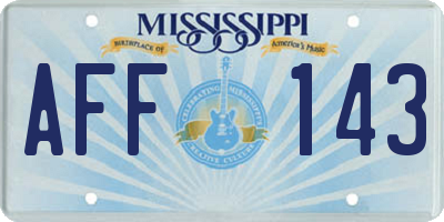 MS license plate AFF143