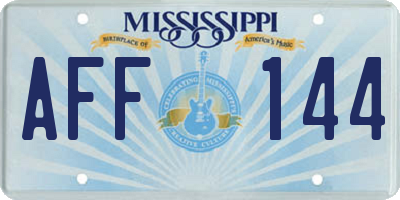 MS license plate AFF144