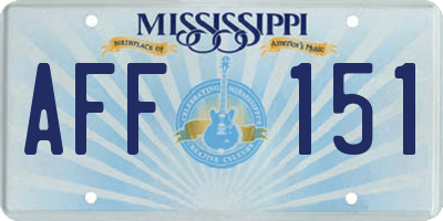 MS license plate AFF151