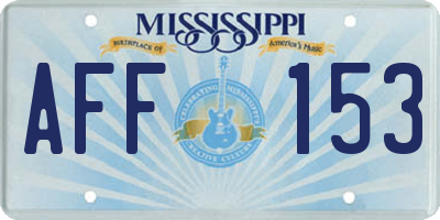 MS license plate AFF153