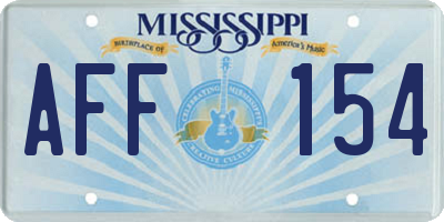 MS license plate AFF154