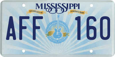 MS license plate AFF160