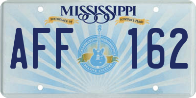 MS license plate AFF162