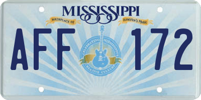 MS license plate AFF172