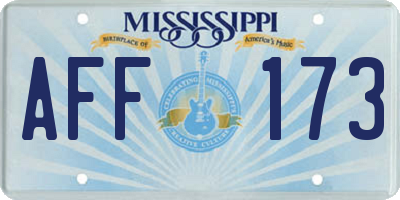 MS license plate AFF173