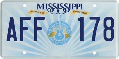 MS license plate AFF178