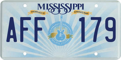 MS license plate AFF179