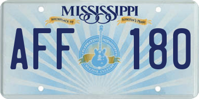 MS license plate AFF180