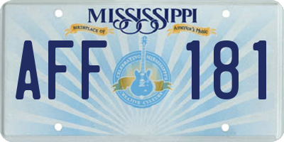 MS license plate AFF181