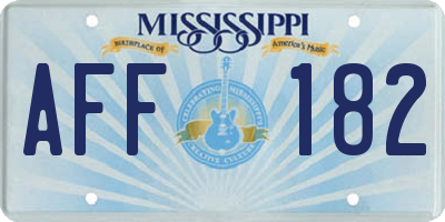 MS license plate AFF182