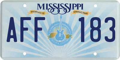 MS license plate AFF183