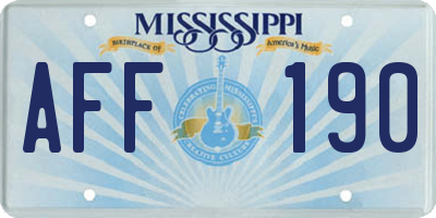 MS license plate AFF190