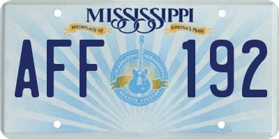 MS license plate AFF192