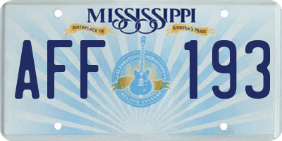 MS license plate AFF193