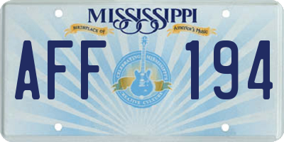 MS license plate AFF194