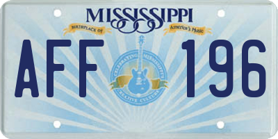MS license plate AFF196