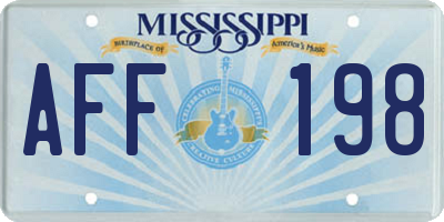 MS license plate AFF198