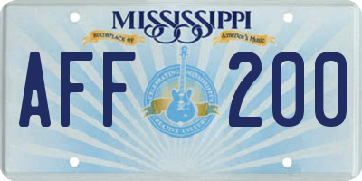 MS license plate AFF200