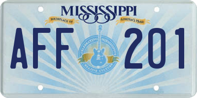 MS license plate AFF201