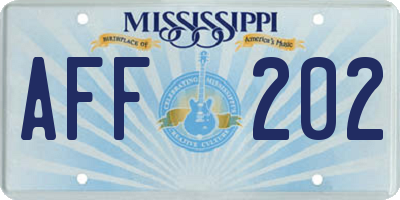 MS license plate AFF202