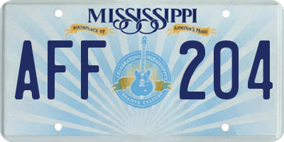 MS license plate AFF204