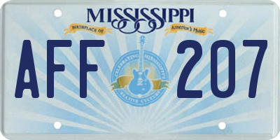MS license plate AFF207