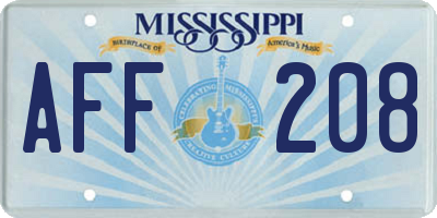 MS license plate AFF208