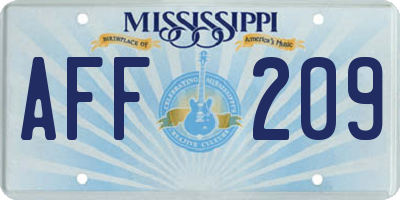 MS license plate AFF209