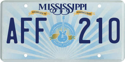 MS license plate AFF210