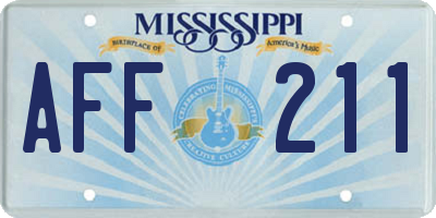 MS license plate AFF211