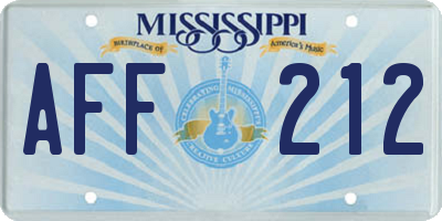MS license plate AFF212