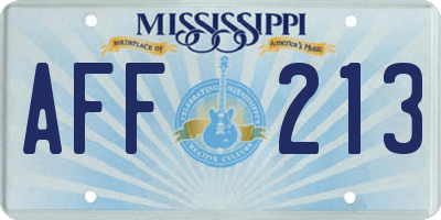 MS license plate AFF213