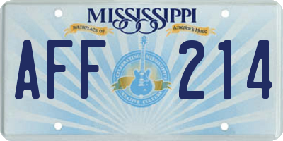MS license plate AFF214